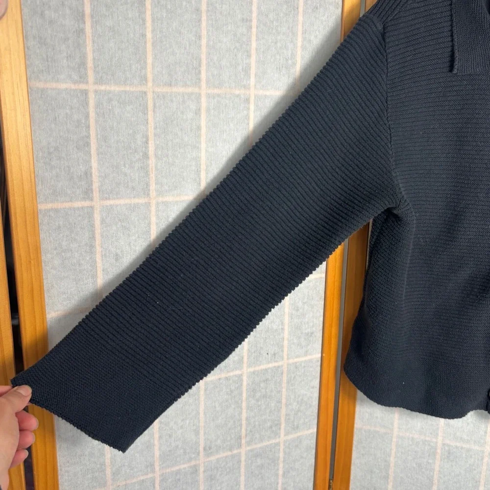 VTG Y2K Habitat Womens Ribbed Cotton Button Front Cardigan Sweater‎ Black ML